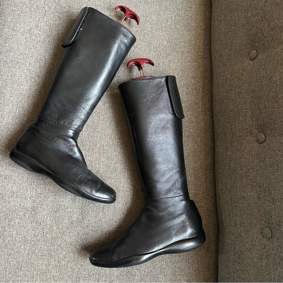 Prada | Shoes | Vintage Prada Sport 9s Black Flat Riding Boots